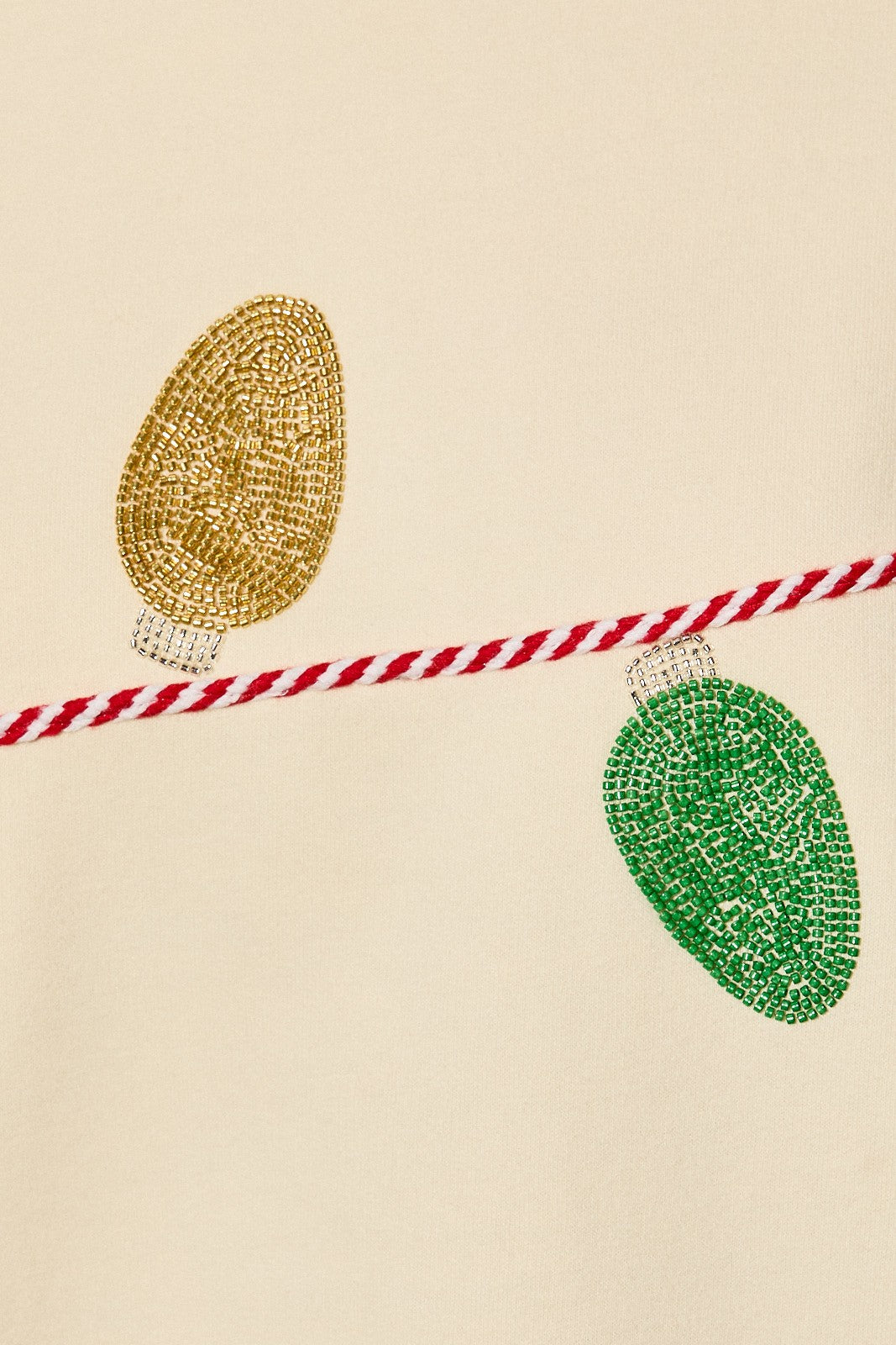 String of Lights Beaded Holiday Sweatshirt in Cream — product photo 06