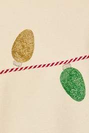 String of Lights Beaded Holiday Sweatshirt in Cream — product photo 06