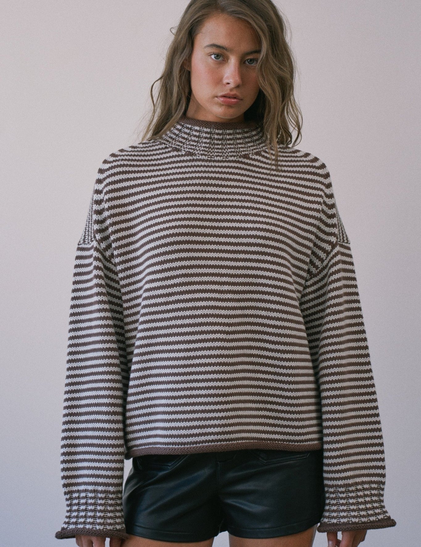 Stripe Society Mock Neck Sweater - Westly