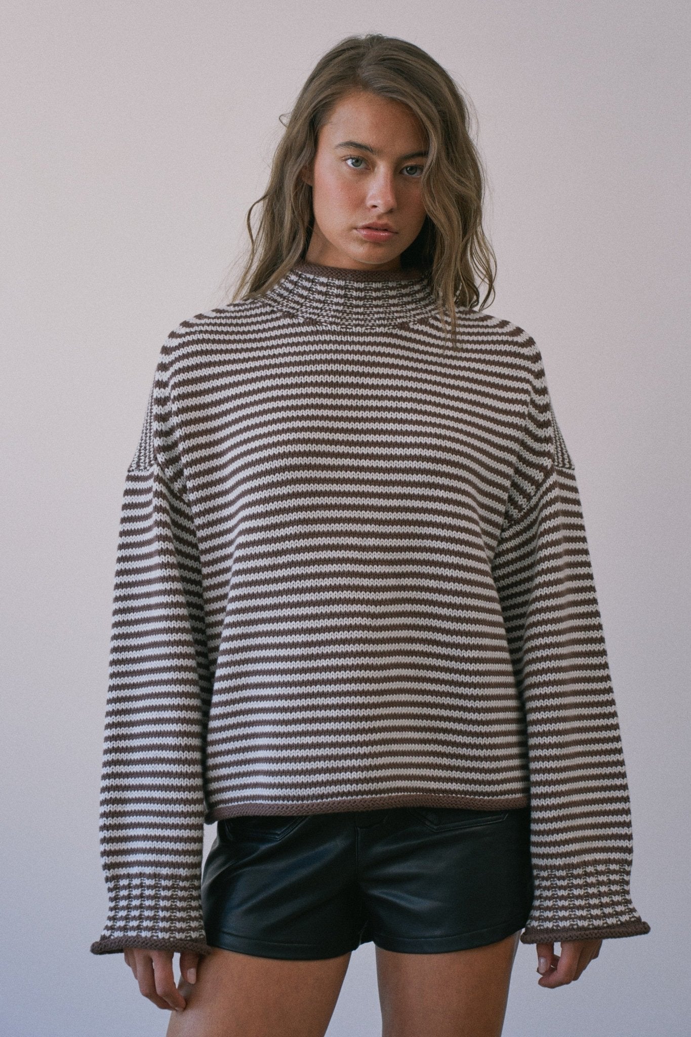 Stripe Society Mock Neck Sweater - Westly