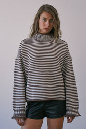 Stripe Society Mock Neck Sweater - Westly