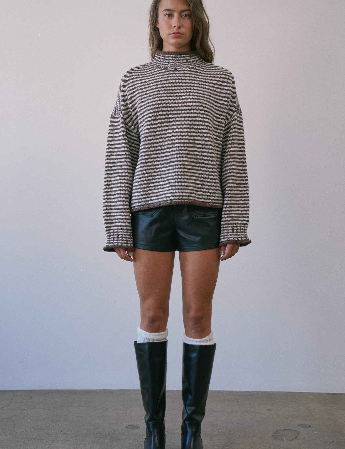 Stripe Society Mock Neck Sweater - Westly