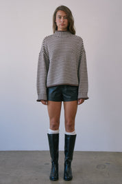 Stripe Society Mock Neck Sweater - Westly