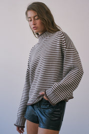 Stripe Society Mock Neck Sweater - Westly