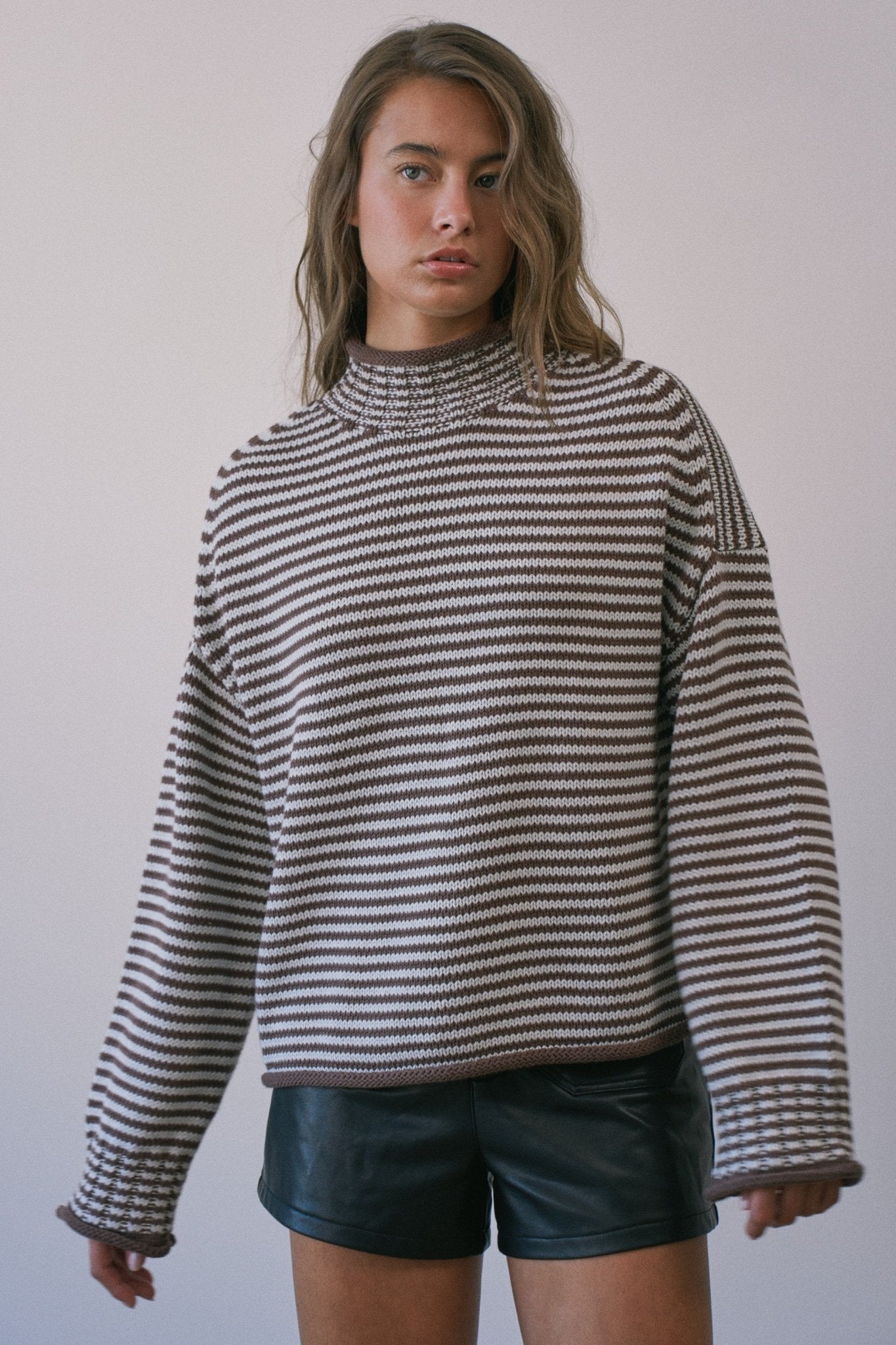 Stripe Society Mock Neck Sweater - Westly