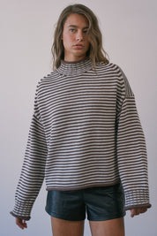 Stripe Society Mock Neck Sweater - Westly