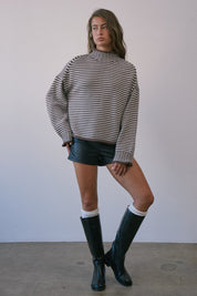 Stripe Society Mock Neck Sweater - Westly