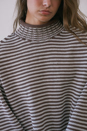Stripe Society Mock Neck Sweater - Westly