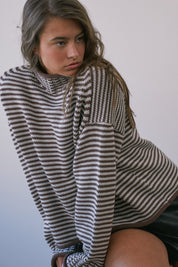 Stripe Society Mock Neck Sweater - Westly
