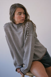 Stripe Society Mock Neck Sweater - Westly