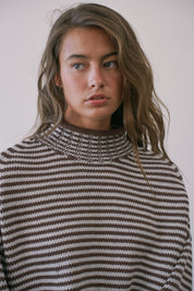 Stripe Society Mock Neck Sweater - Westly