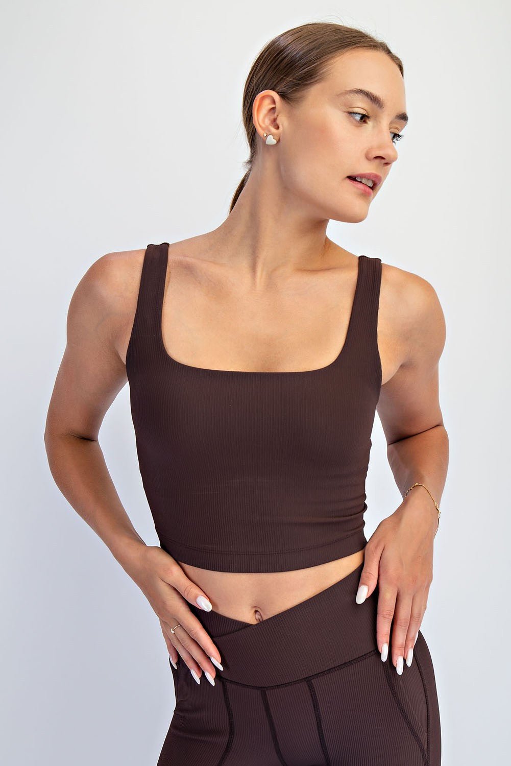 Studio Ribbed Square Neck Crop Top - Westly