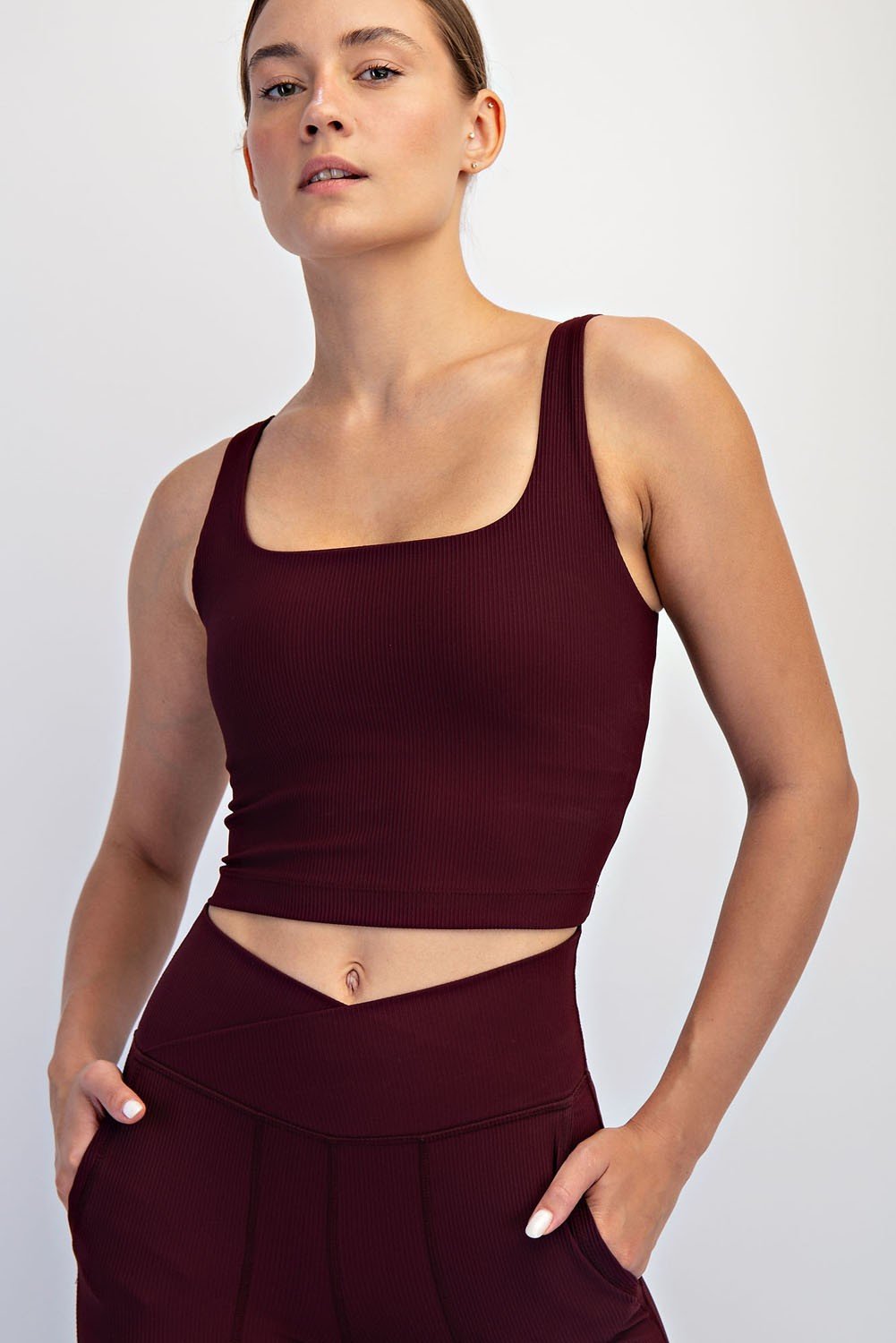 Studio Ribbed Square Neck Crop Top - Westly