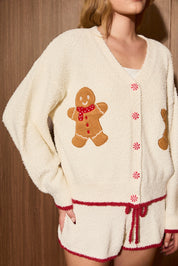 Sugarplum Gingerbread Knit Cardigan in Cream Red — product photo 07