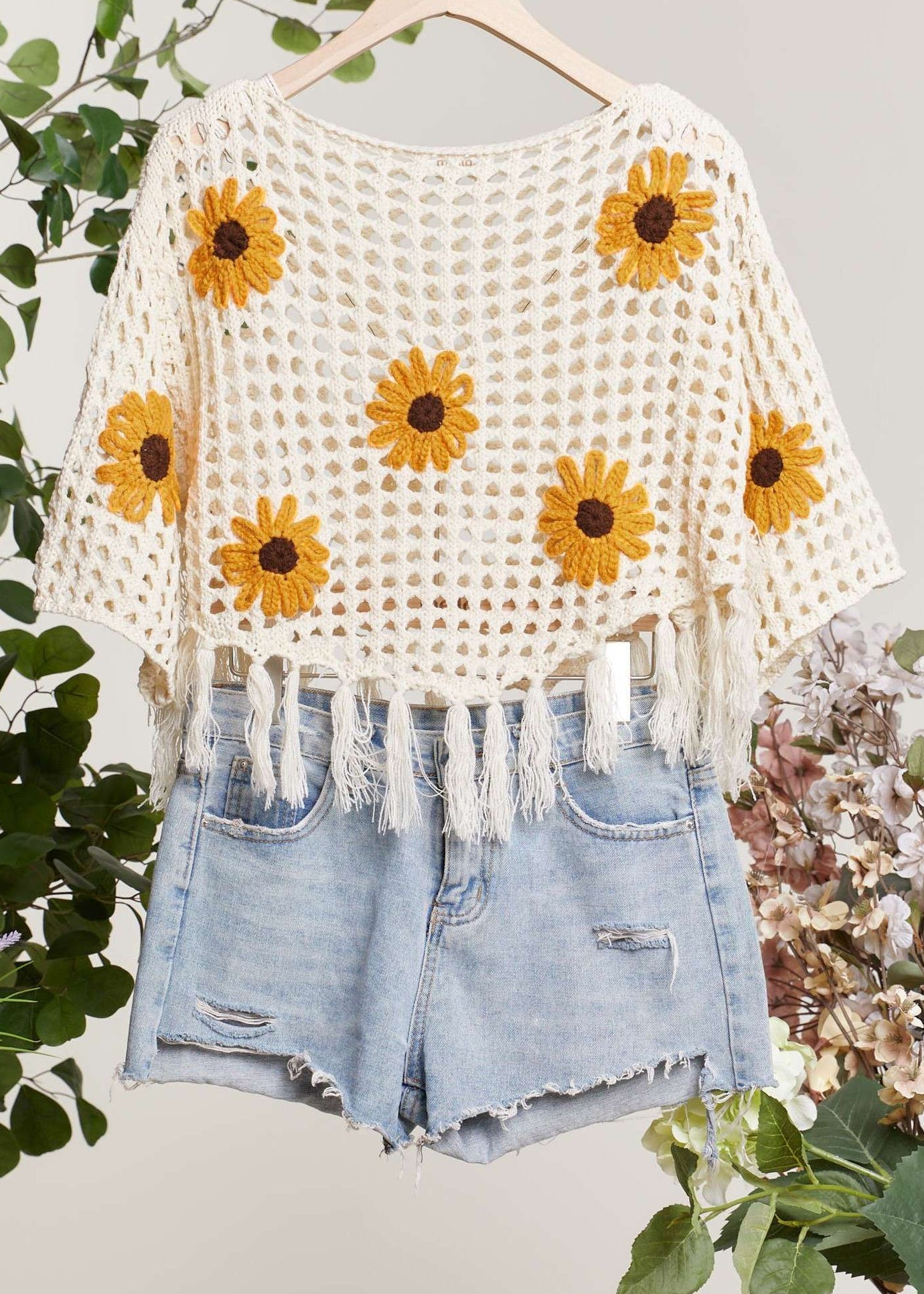 Summer Daze Sunflower Crochet Poncho - Westly