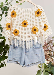 Summer Daze Sunflower Crochet Poncho - Westly