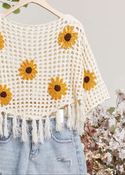 Summer Daze Sunflower Crochet Poncho - Westly