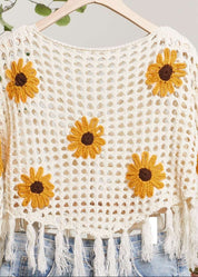 Summer Daze Sunflower Crochet Poncho - Westly