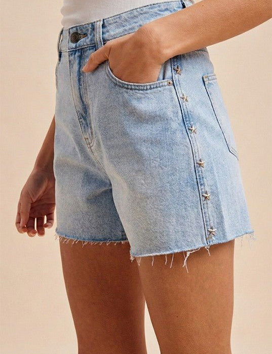 Summer Nights Studded Denim Shorts - Westly