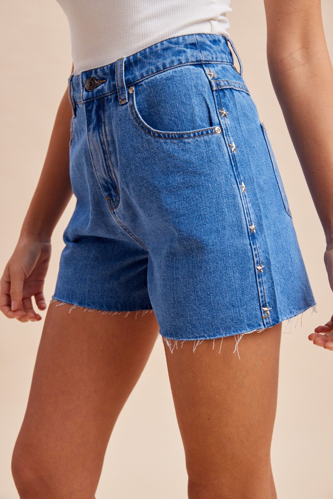Summer Nights Studded Denim Shorts - Westly