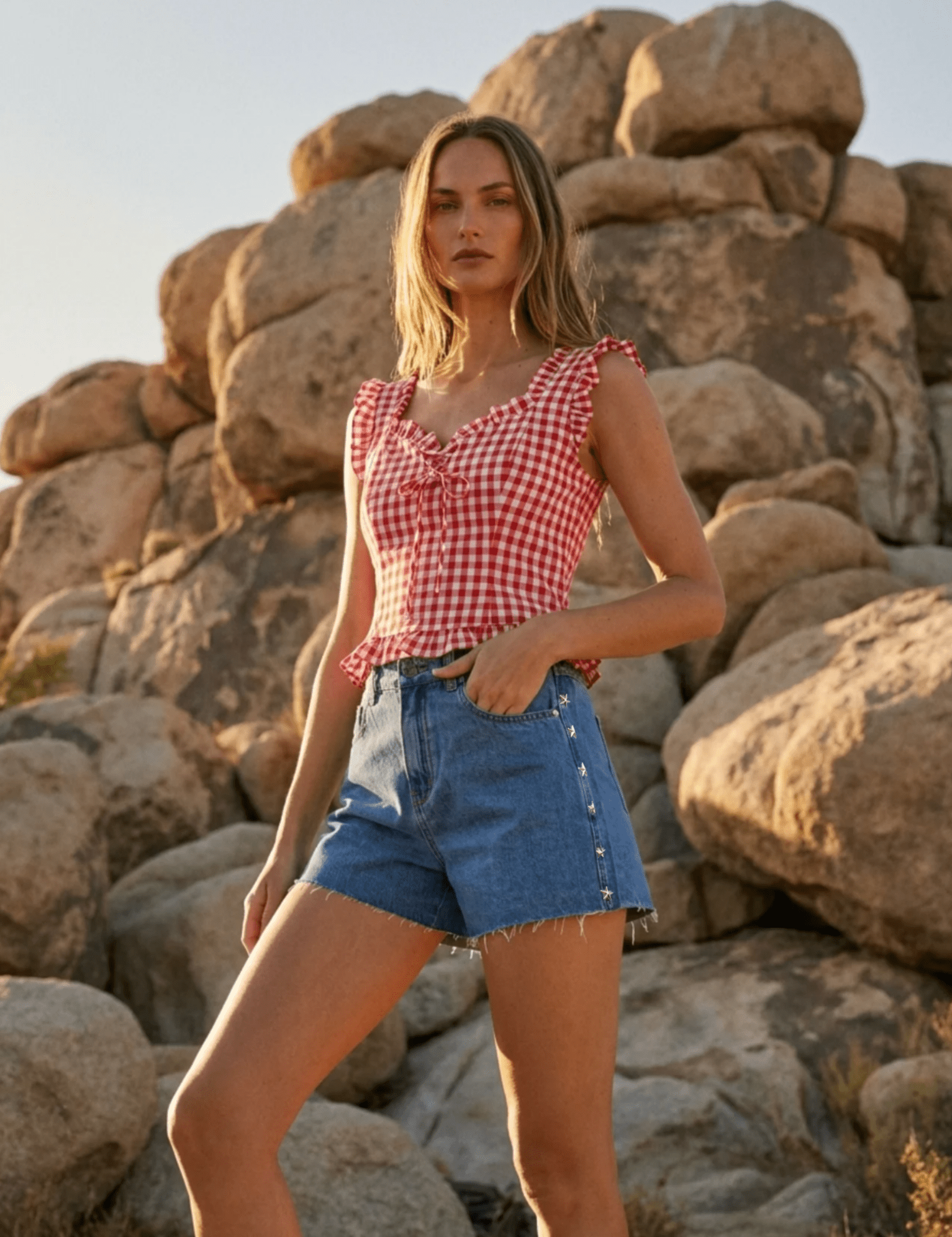 Summer Nights Studded Denim Shorts - Westly