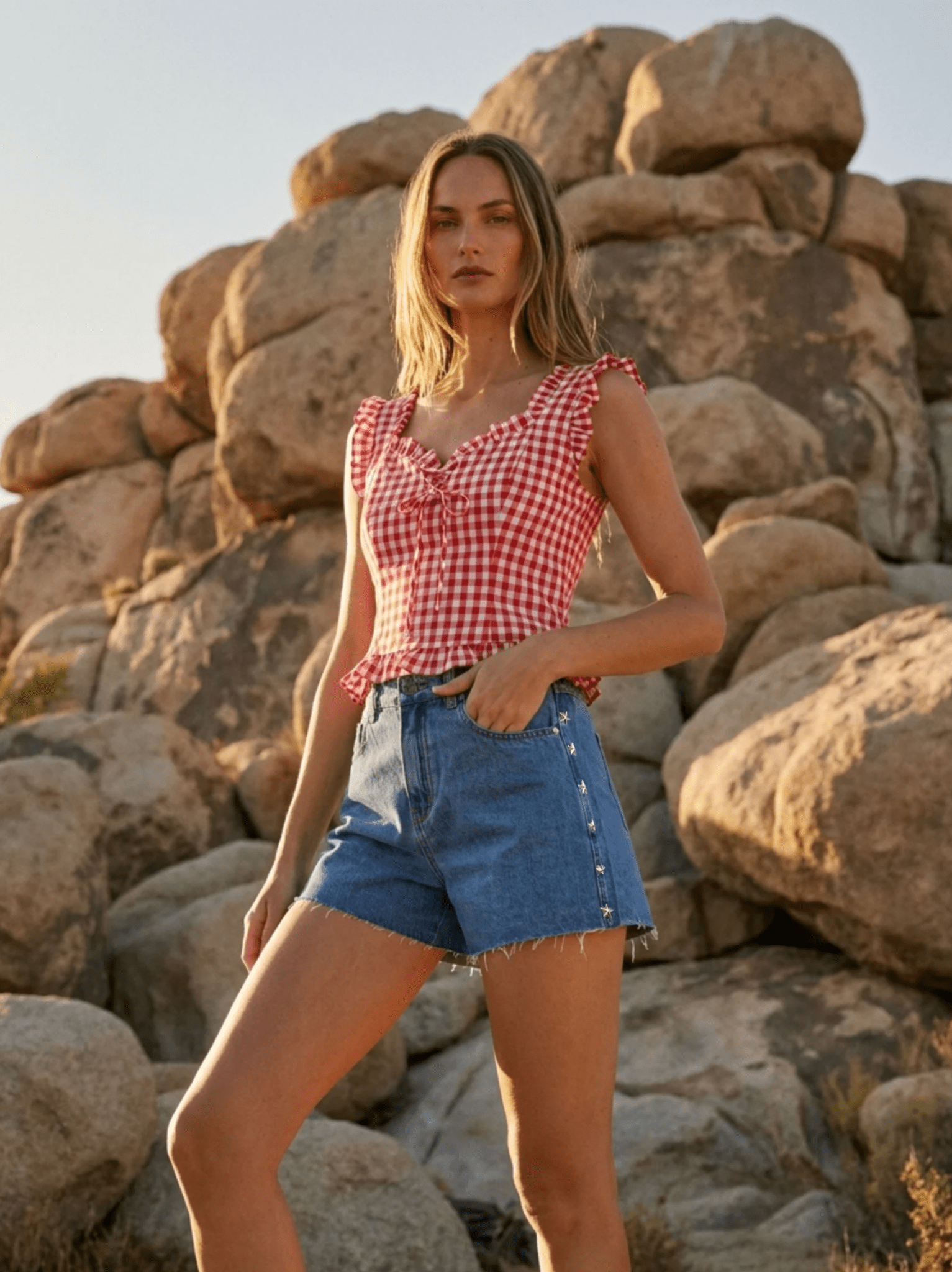 Summer Nights Studded Denim Shorts - Westly