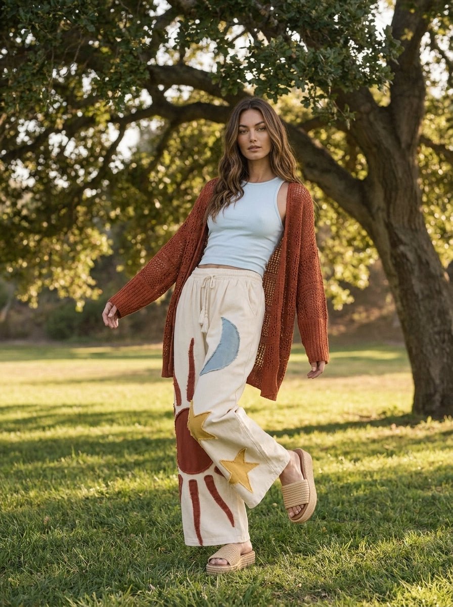 Summer Solstice Patch Wide Leg Pants - Westly