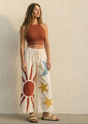 Summer Solstice Patch Wide Leg Pants - Westly