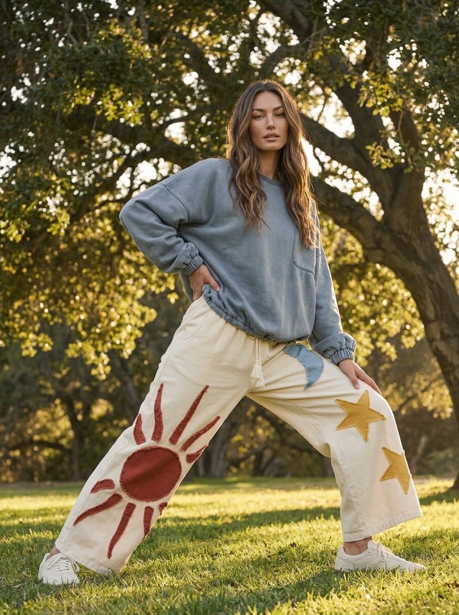 Summer Solstice Patch Wide Leg Pants - Westly