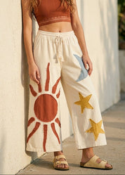 Summer Solstice Patch Wide Leg Pants - Westly