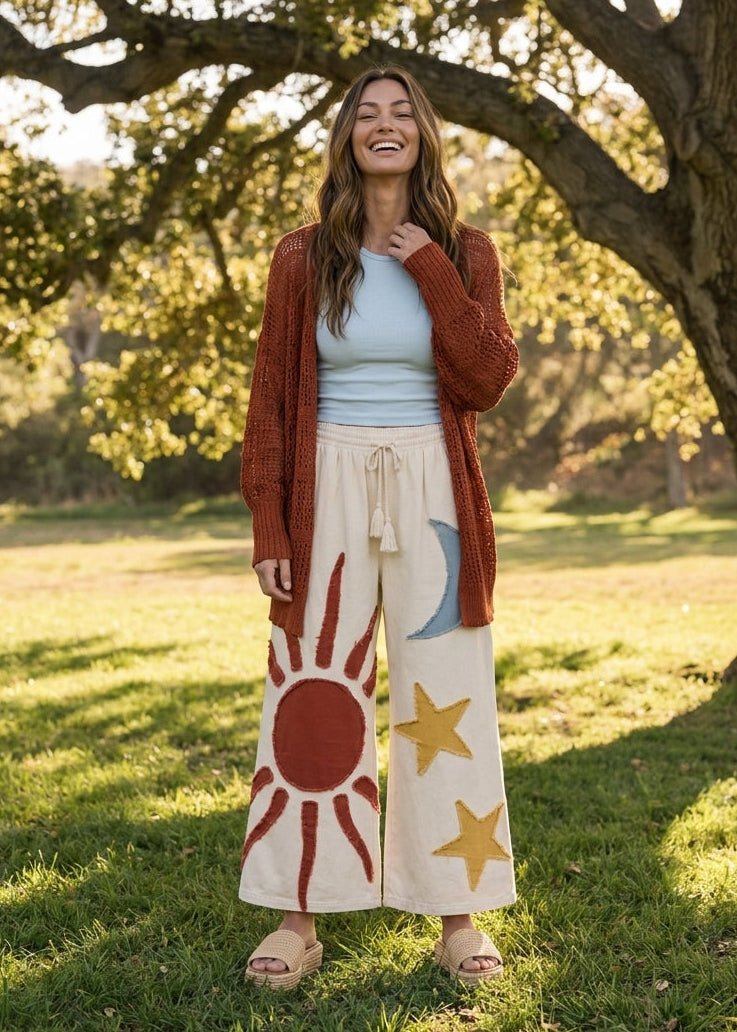 Summer Solstice Patch Wide Leg Pants - Westly