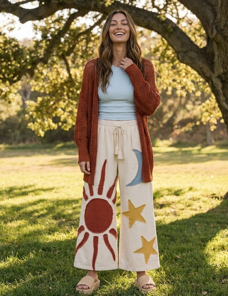 Summer Solstice Patch Wide Leg Pants - Westly