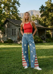 Summerland Vintage Washed American Flag Chambray Pants - Westly