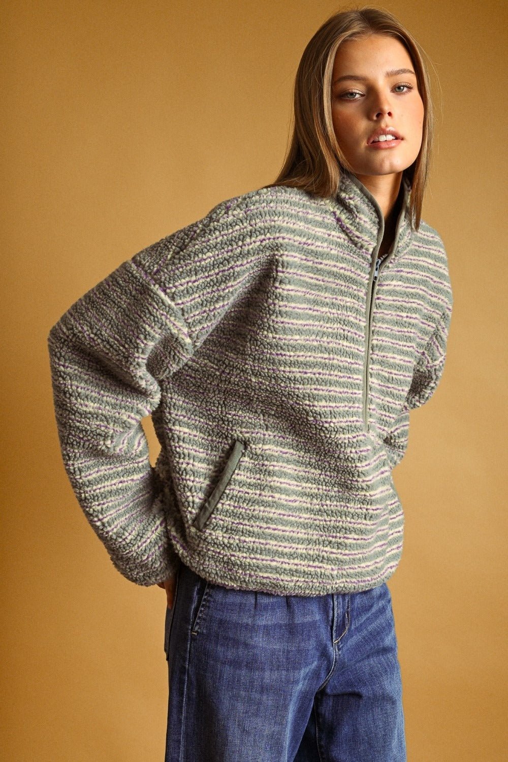 Summit Multi Stripe Sherpa Half-Zip Pullover - Westly