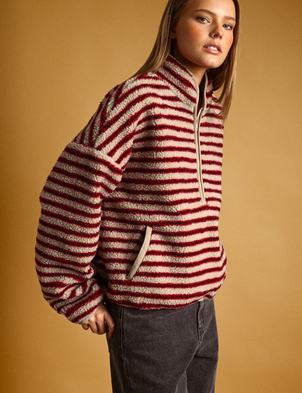 Summit Multi Stripe Sherpa Half-Zip Pullover - Westly