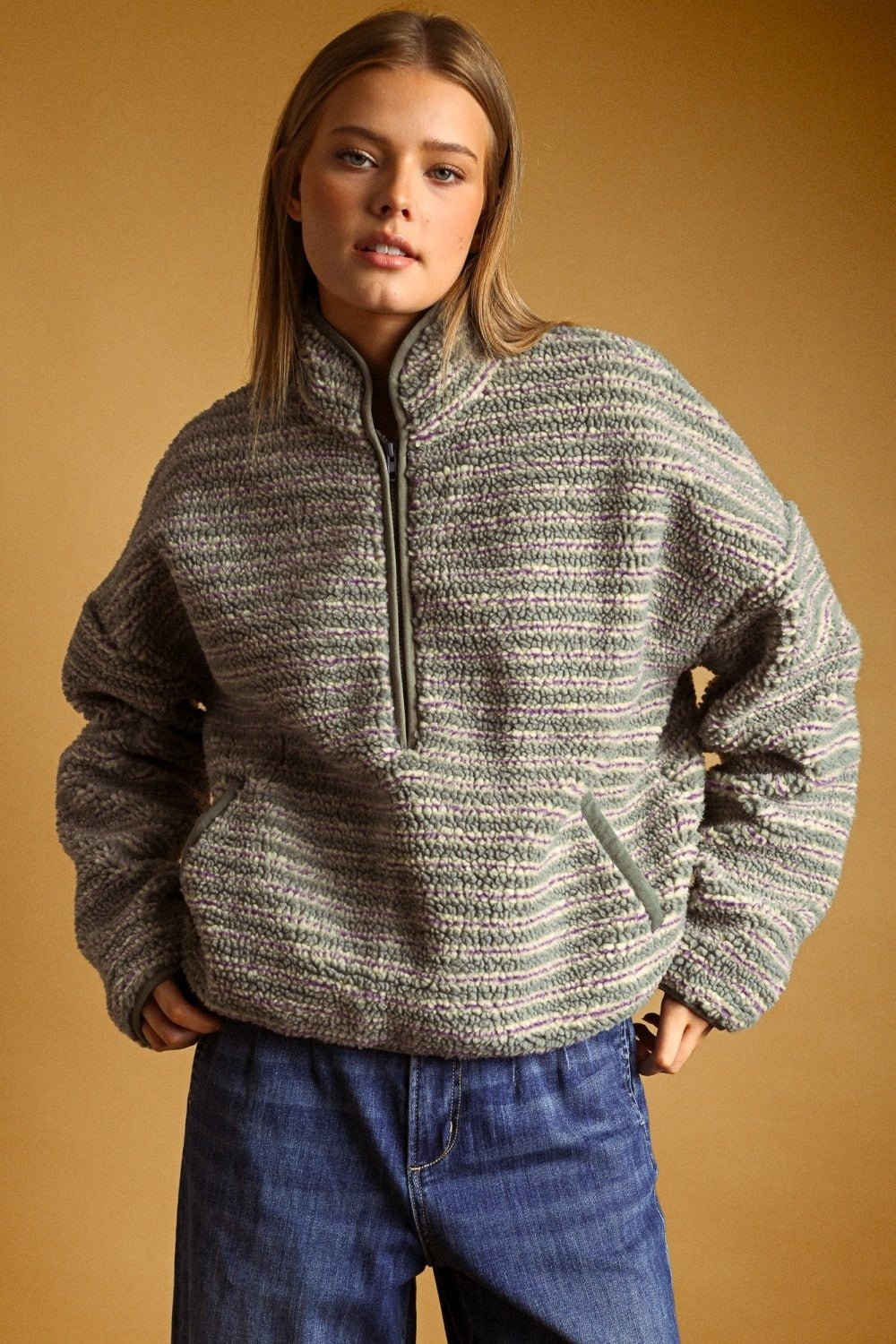 Summit Multi Stripe Sherpa Half-Zip Pullover - Westly