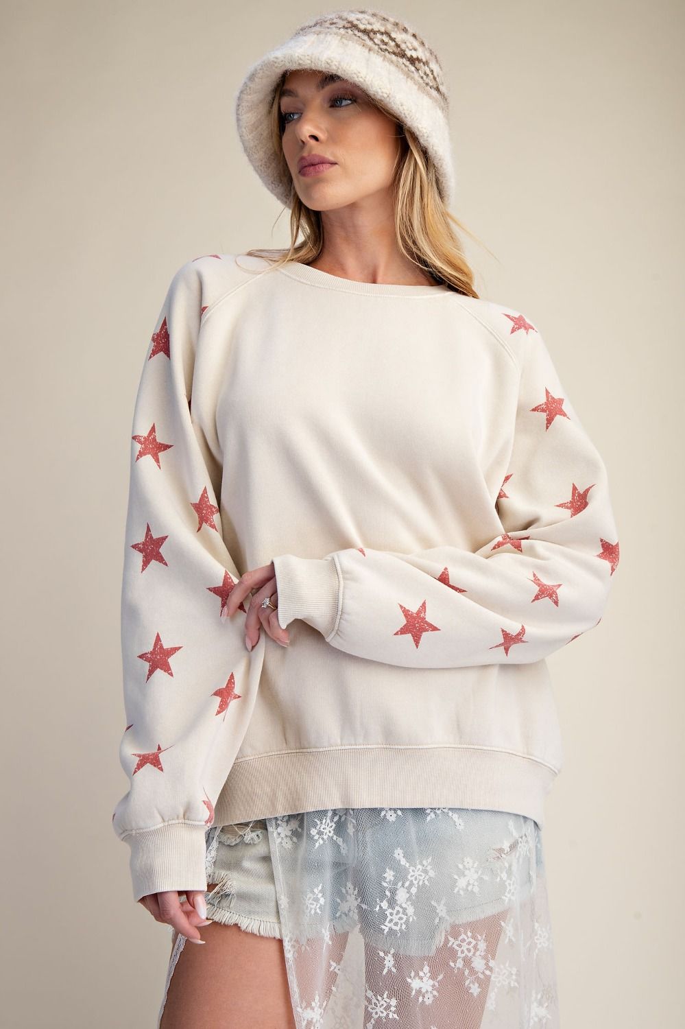 Summit Star Printed Washed Terry Pullover - Westly