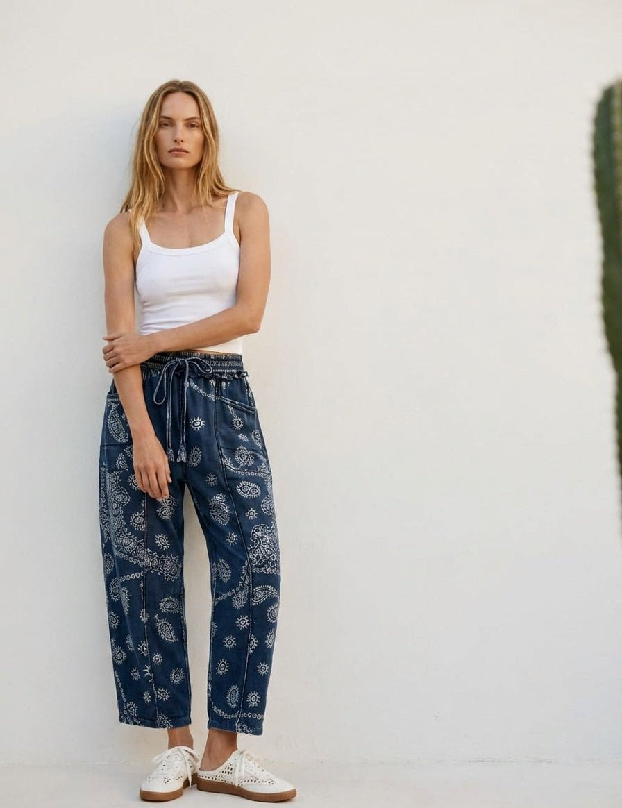 Sun Chaser Barrel Fit Printed Utility Knit Pants - Westly