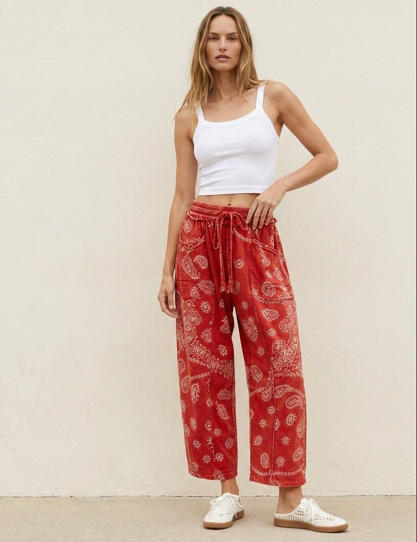 Sun Chaser Barrel Fit Printed Utility Knit Pants - Westly