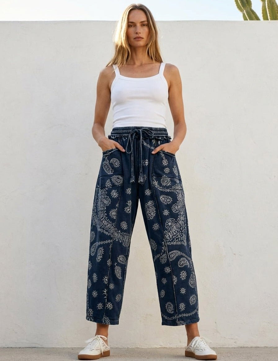 Sun Chaser Barrel Fit Printed Utility Knit Pants - Westly