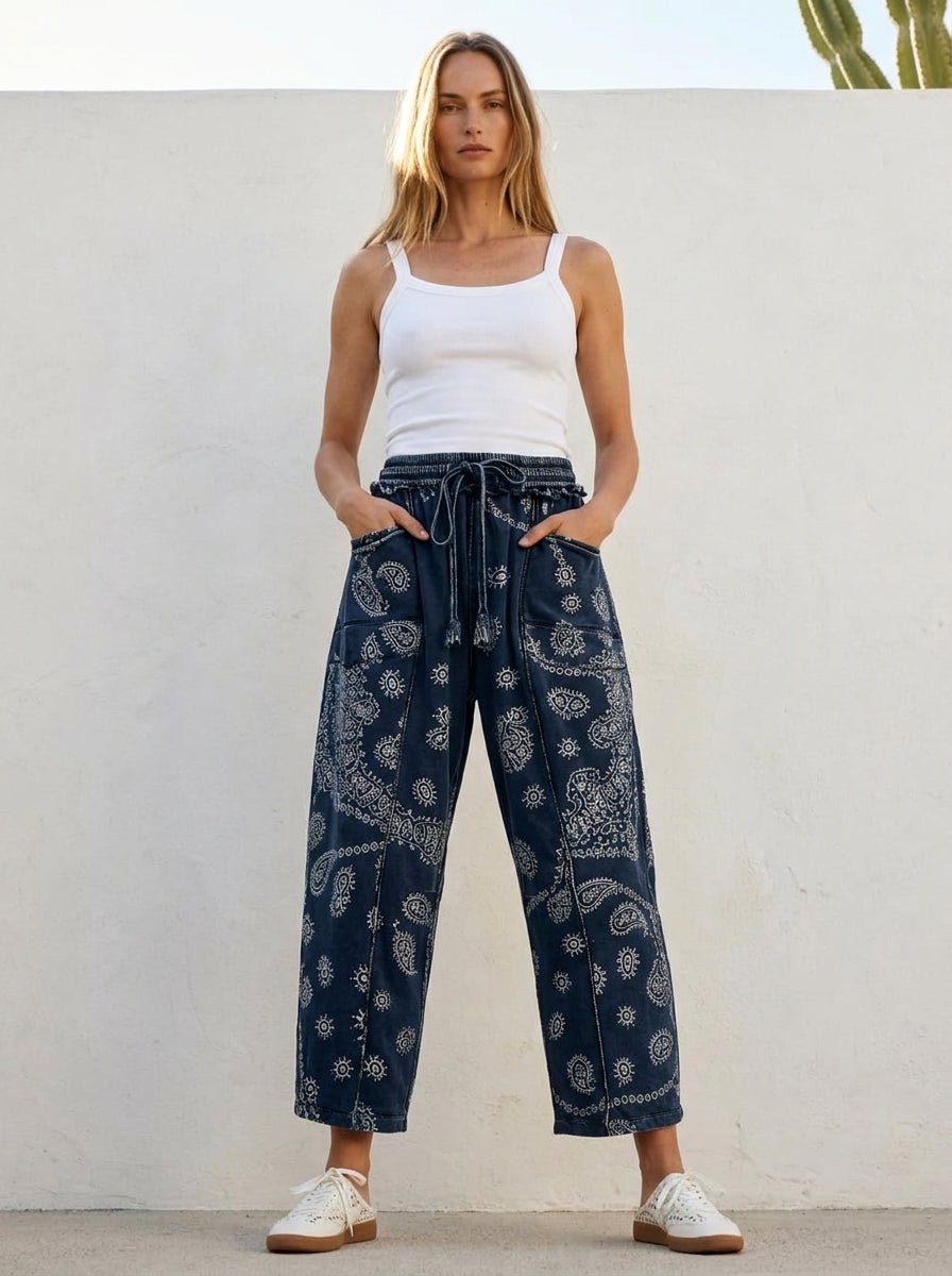 Sun Chaser Barrel Fit Printed Utility Knit Pants - Westly