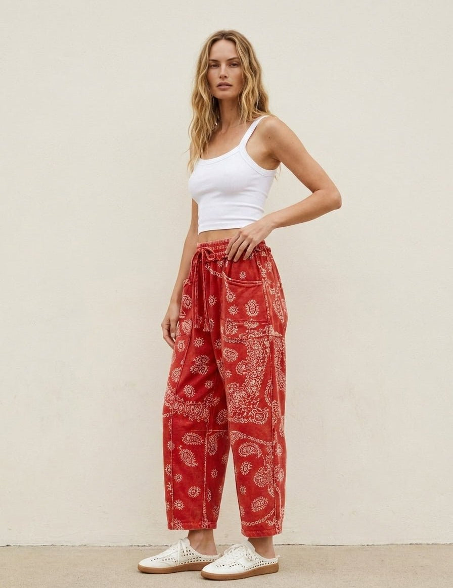 Sun Chaser Barrel Fit Printed Utility Knit Pants - Westly
