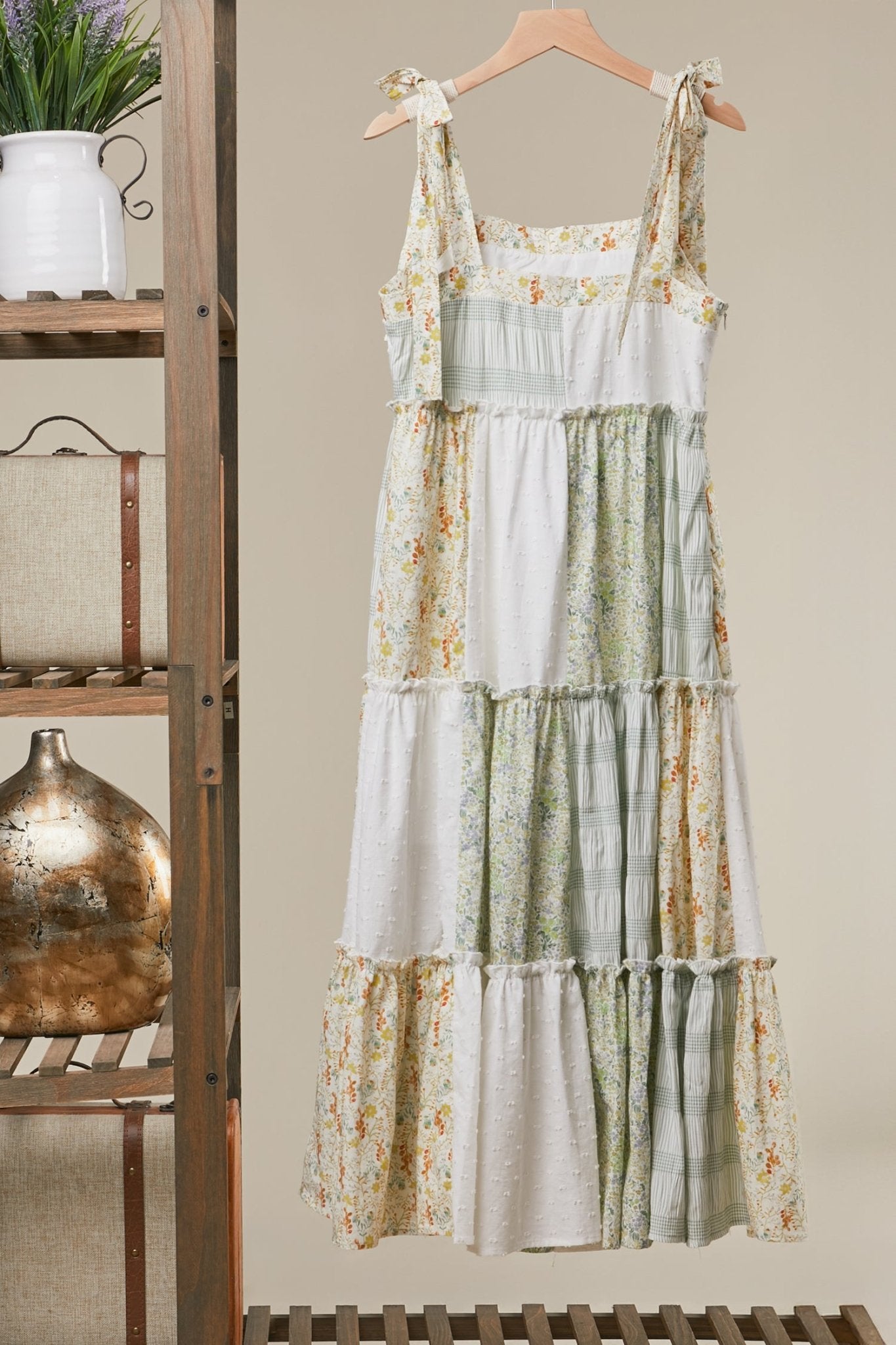Sunday Market Patchwork Tie - Shoulder Tiered Maxi Dress - Westly