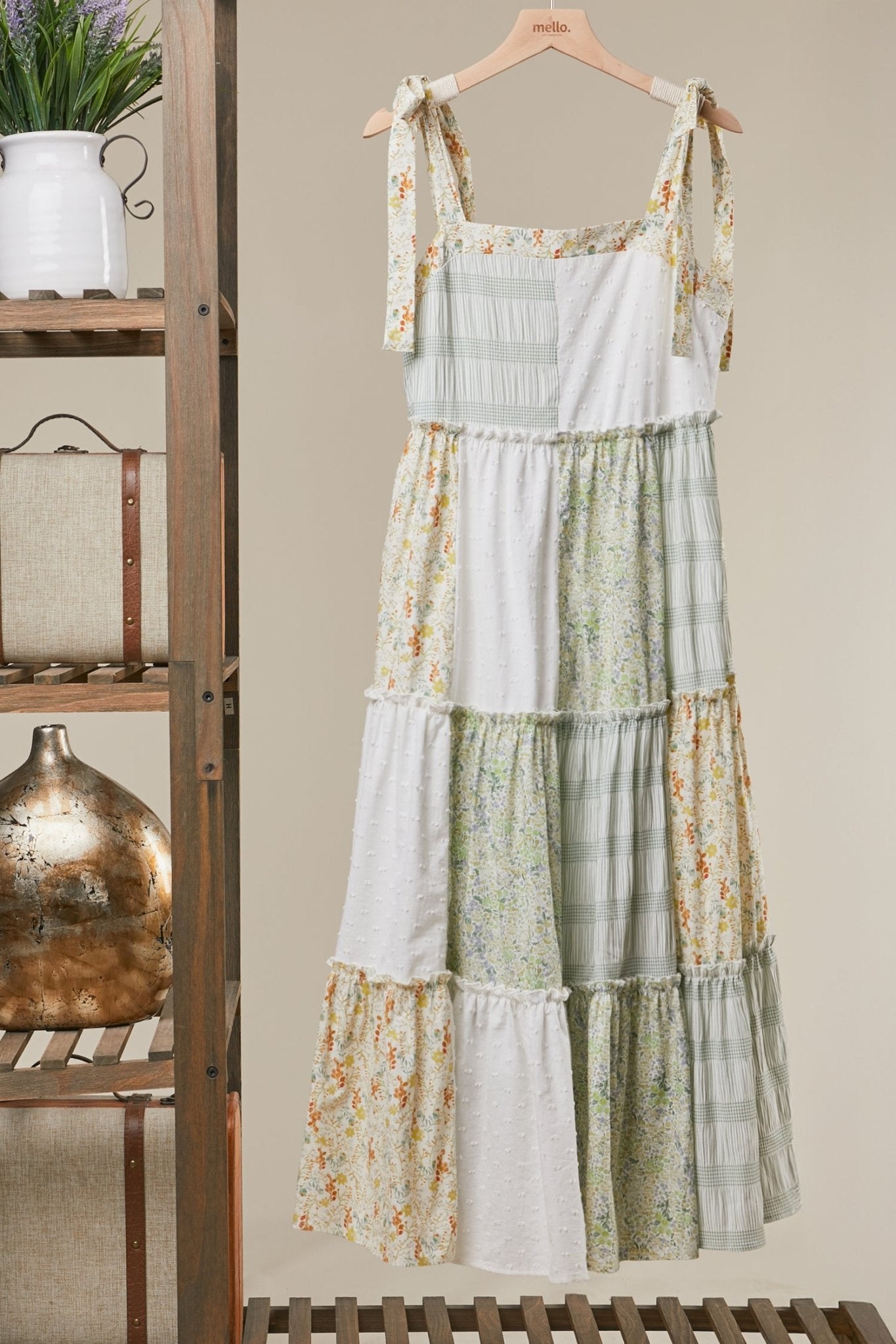 Sunday Market Patchwork Tie - Shoulder Tiered Maxi Dress - Westly