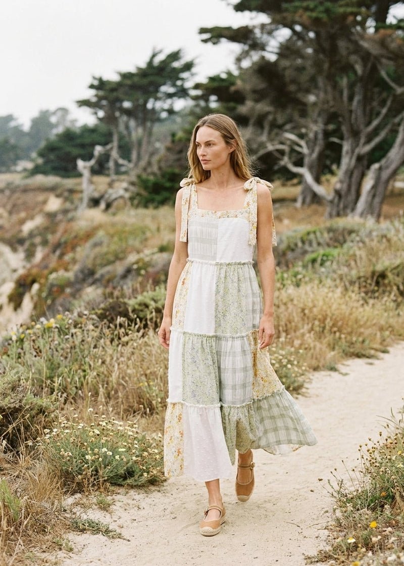 Sunday Market Patchwork Tie - Shoulder Tiered Maxi Dress - Westly