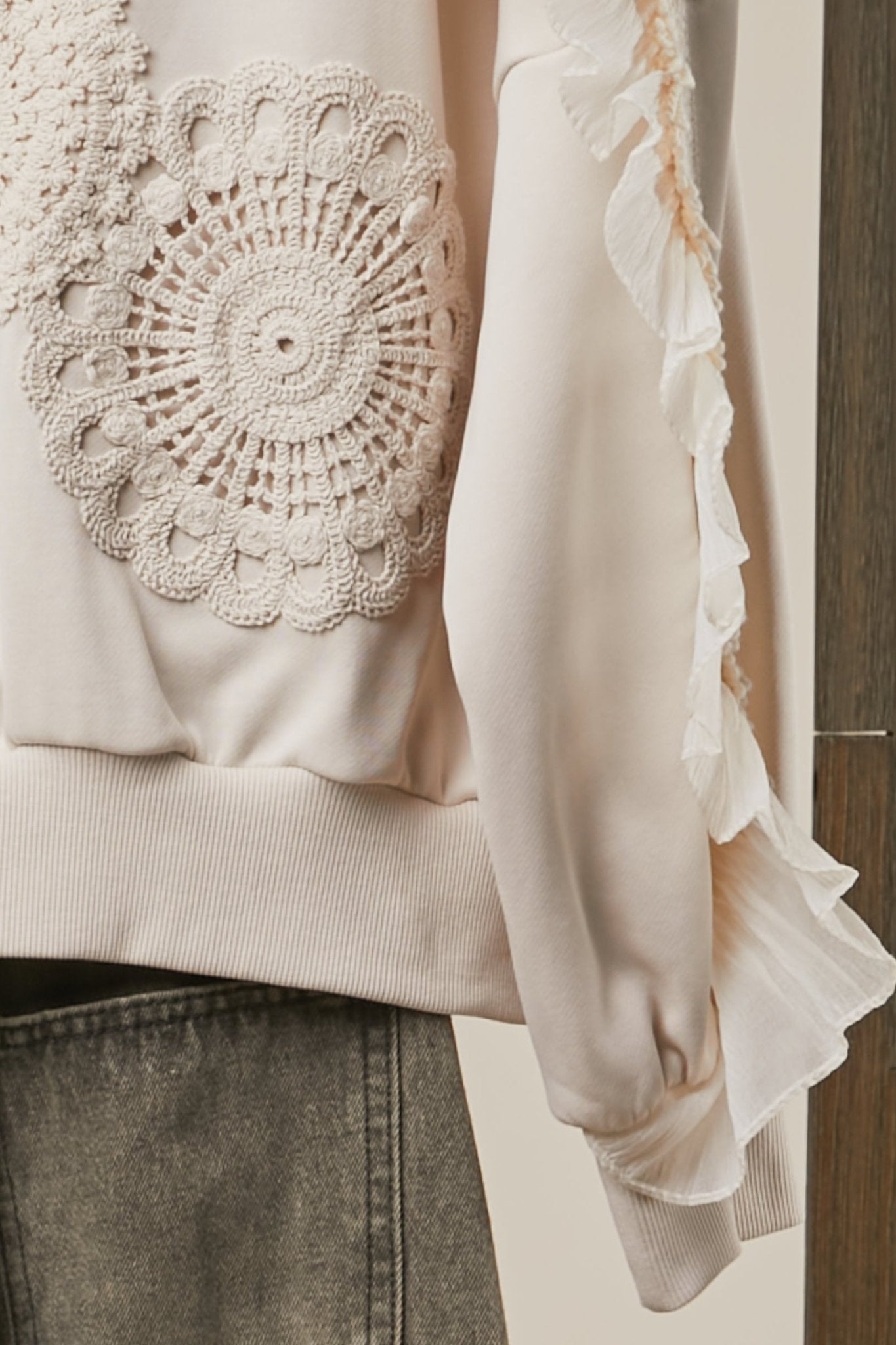 Sunday Stitch Lace Trimmed Zip-Up Hoodie - Westly