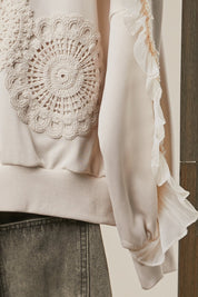 Sunday Stitch Lace Trimmed Zip-Up Hoodie - Westly