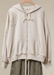 Sunday Stitch Lace Trimmed Zip-Up Hoodie - Westly
