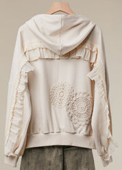 Sunday Stitch Lace Trimmed Zip-Up Hoodie - Westly