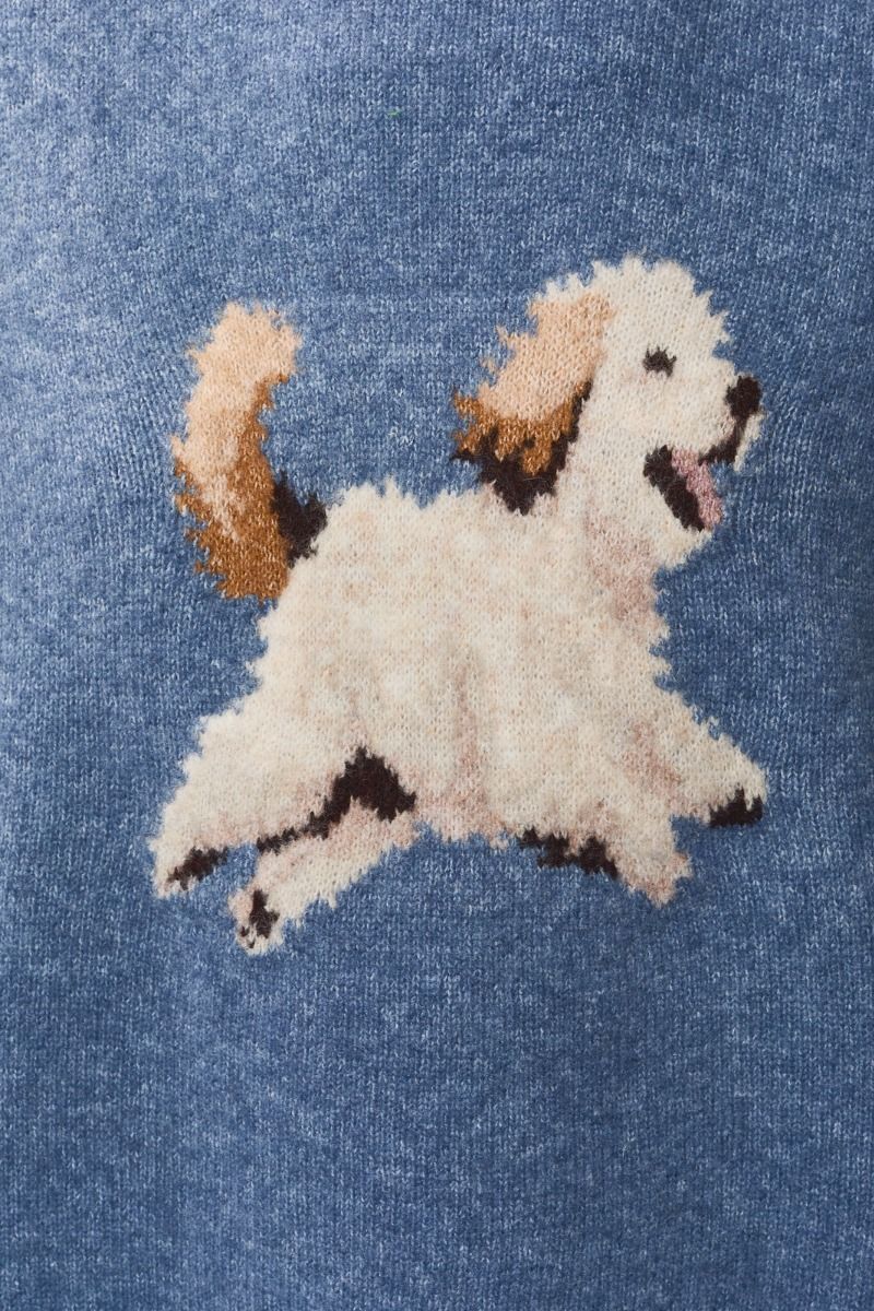 Sunday Walk Dog Graphic Sweater in Dusty Blue - product photo 9